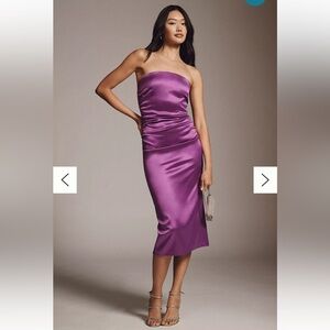 BHLDN Serena Strapless Satin Midi Dress